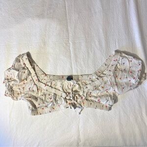 Wild Fable Linen Blend Floral Crop Top Size Small